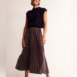 Boden NWT Jersey Metallic Pleated MIDI Skirt 10